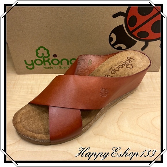yokono Shoes Yokono Made In Spain Vaq Nuez Leather Wedge Sandals